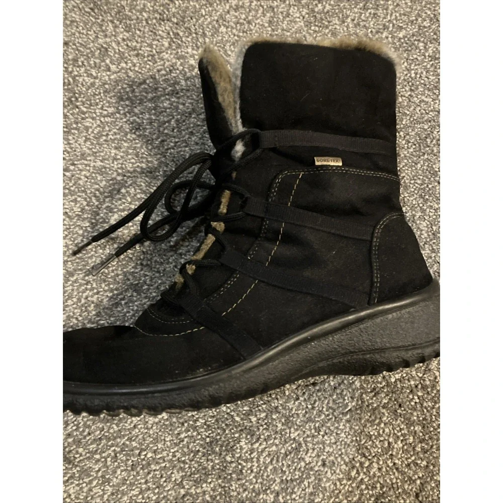 Ara Women's Boots‎ Magaly Gore-Tex Faux Fur Waterproof Lace-Up US Sz 7.5 Black